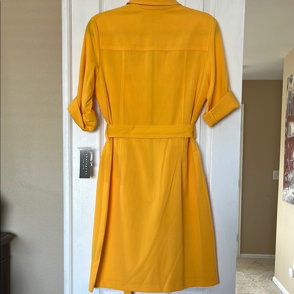 Sharagano Yellow Dress with Belted Waist Sz 8 - Picture 5 of 5